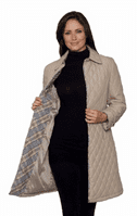Womens Quilted Check Detail Coat db107